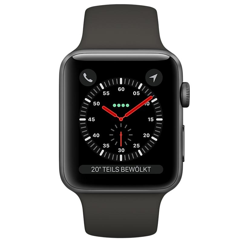 Apple Watch Series 3 38 mm Aluminiumgehäuse grau Sportarmband grau  Ausstellungsgerät