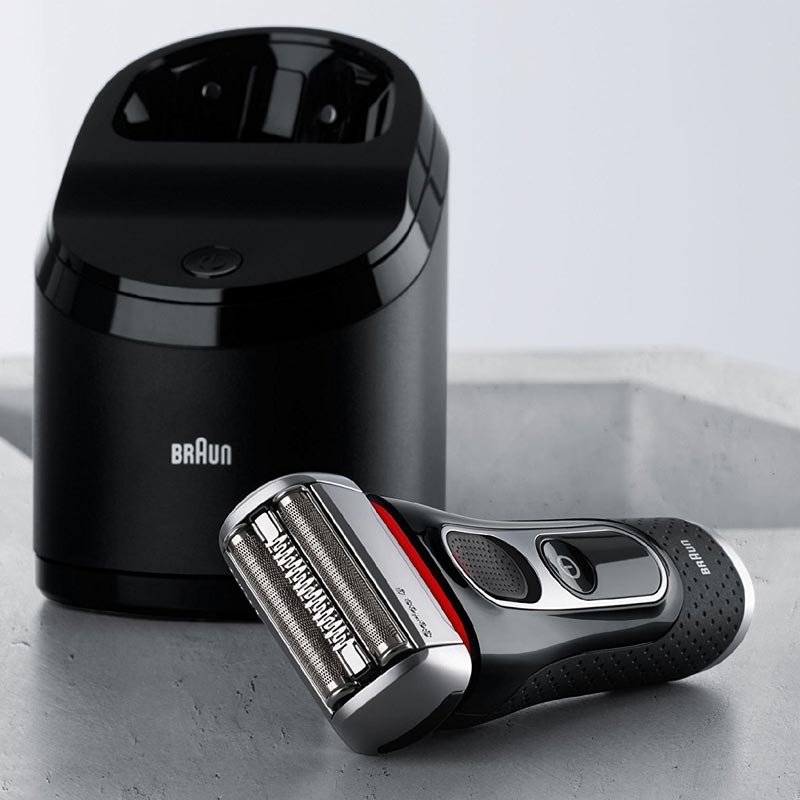 Braun Series 5 Elektrischer Rasierer 5050cc mit Reinigungsstation+2 Reinigungskartuschen grau/silber