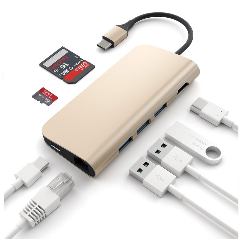 Satechi Type-C Multi-Port Adapter 4K Ethernet Gold