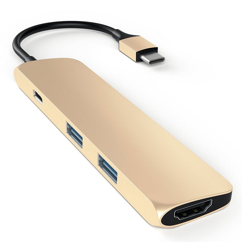 Satechi Type-C USB Passthrough HDMI Hub Gold