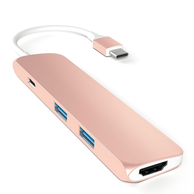 Satechi Type-C USB Passthrough HDMI Hub Rosegold