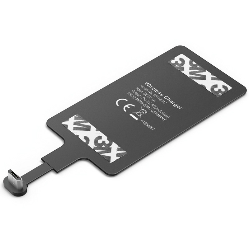 Hama Kabelloser Empfänger für Smartphones, Micro USB, 800mA, Schwarz