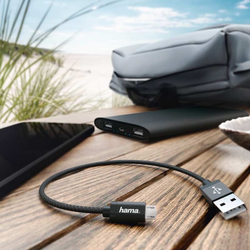 Hama Lade-/Datenkabel, Micro-USB, 0,2 m, Schwarz