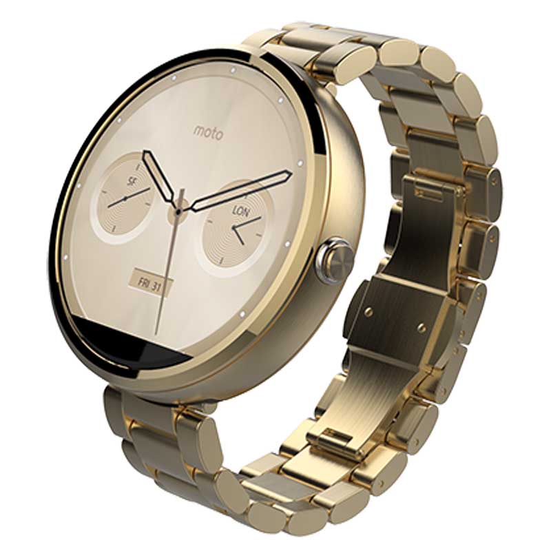 Motorola Moto 360 Smart Watch mit Metallband champagne