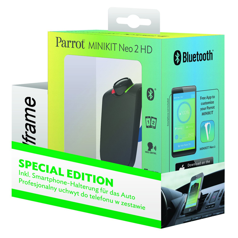 Parrot MINIKIT Neo2 HD Schwarz FSE + Smartphone-Halterung Ausstellungsgerät