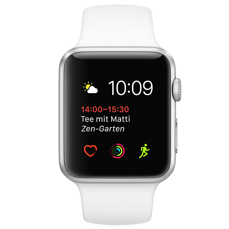 Apple Watch Series 2 42mm Aluminium silber mit Sportarmband weiß