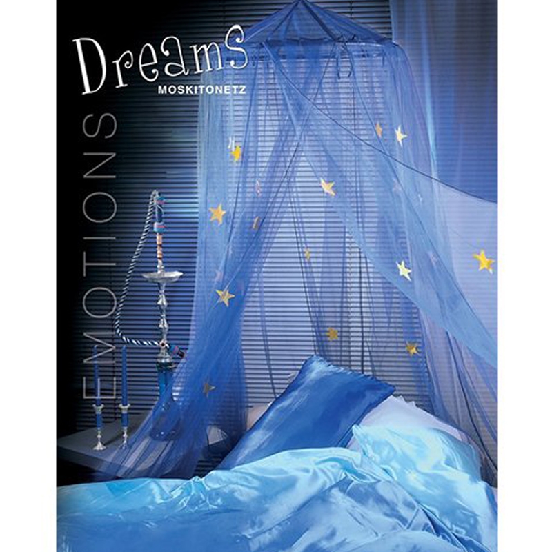 easy life Moskitonetz DREAMS mit Leuchtsternen 12,5x2,5m Betthimmel Baldachin Mückennetz blau