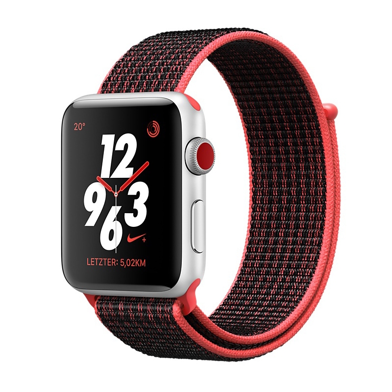 Apple Watch Nike+ GPS + LTE 38mm Silber Alu Nike Sport Loop Bright Crimson/Schwarz