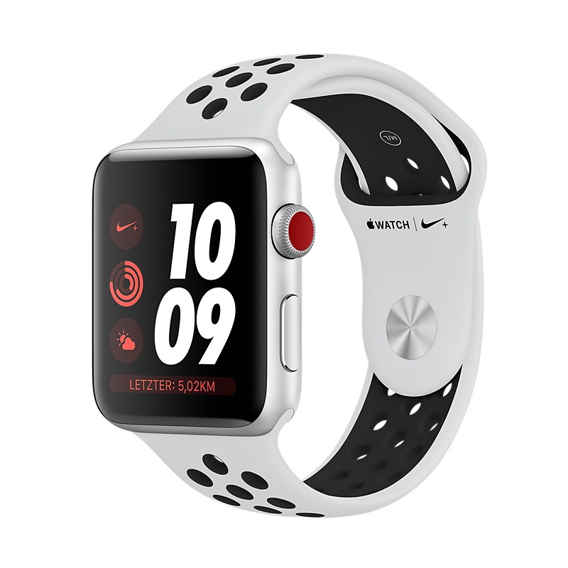 Apple Watch Nike+ GPS + LTE 42mm Silber Alu Nike Sportband Platinum/Schwarz