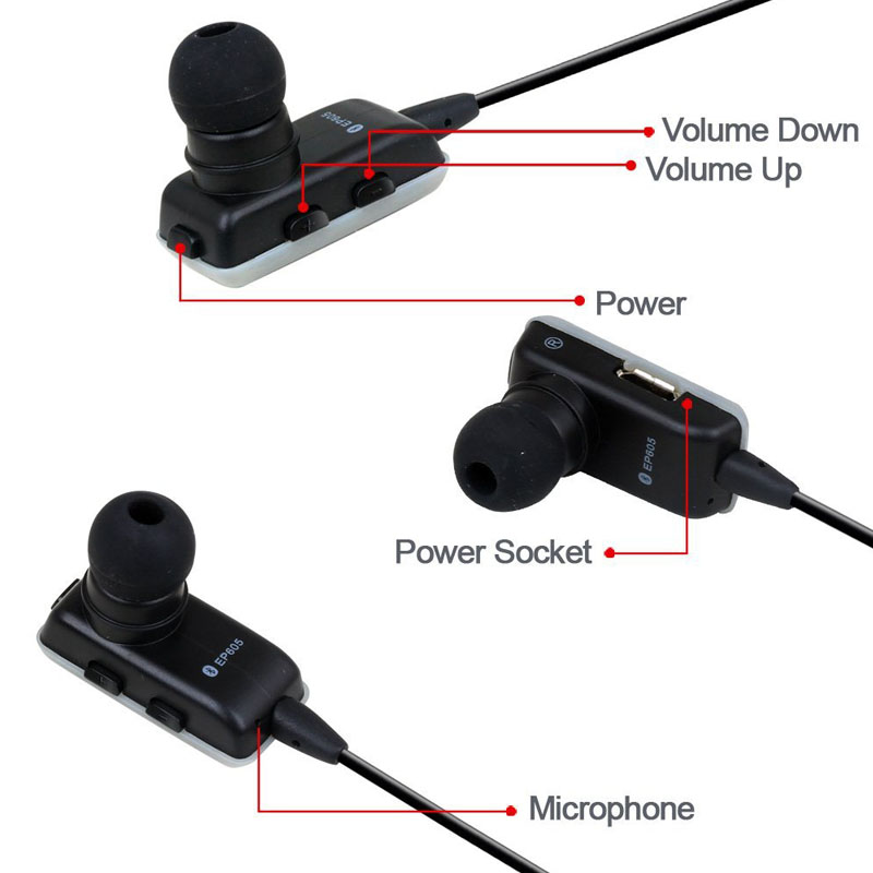 August EP605G in Ear Bluetooth Ohrhörer mit Mikrofon grau