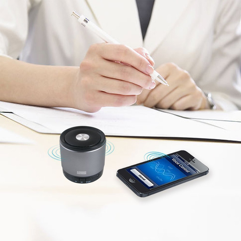 August MS425S tragbarer Bluetooth Lautsprecher mit Mikrofon silber