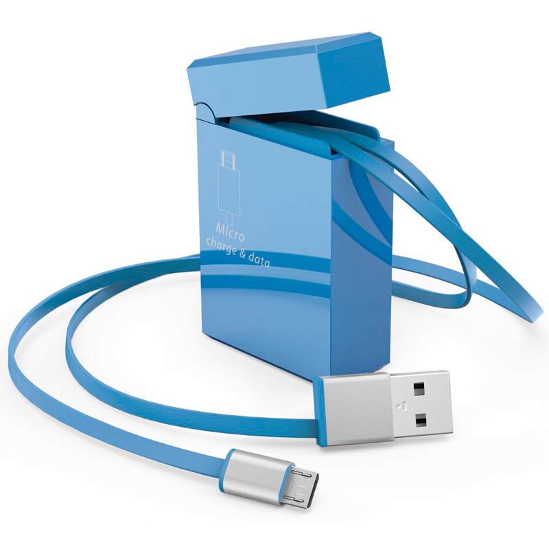 Hama Ausziehbares Micro-USB-Kabel blau