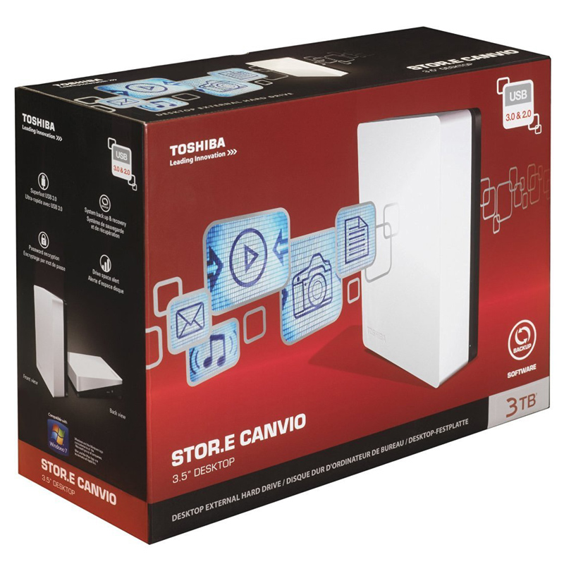 Toshiba Canvio Desk 3 TB Externe Desktop-Festplatte schwarz/weiß