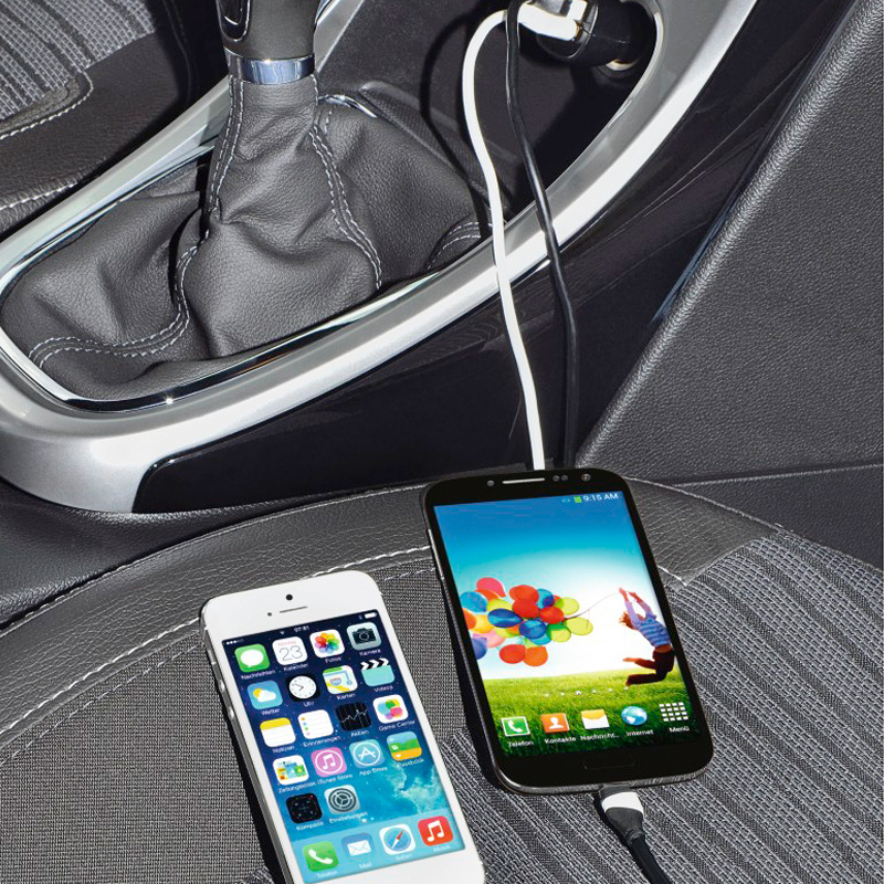 Hama Kfz-Ladegerät, 2-fach USB, 2.4 A, Schwarz