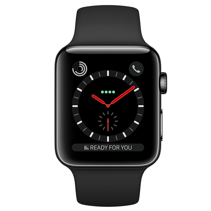 Apple Watch Series 3 GPS + LTE 42mm Space Grau Alu Sport Band Schwarz