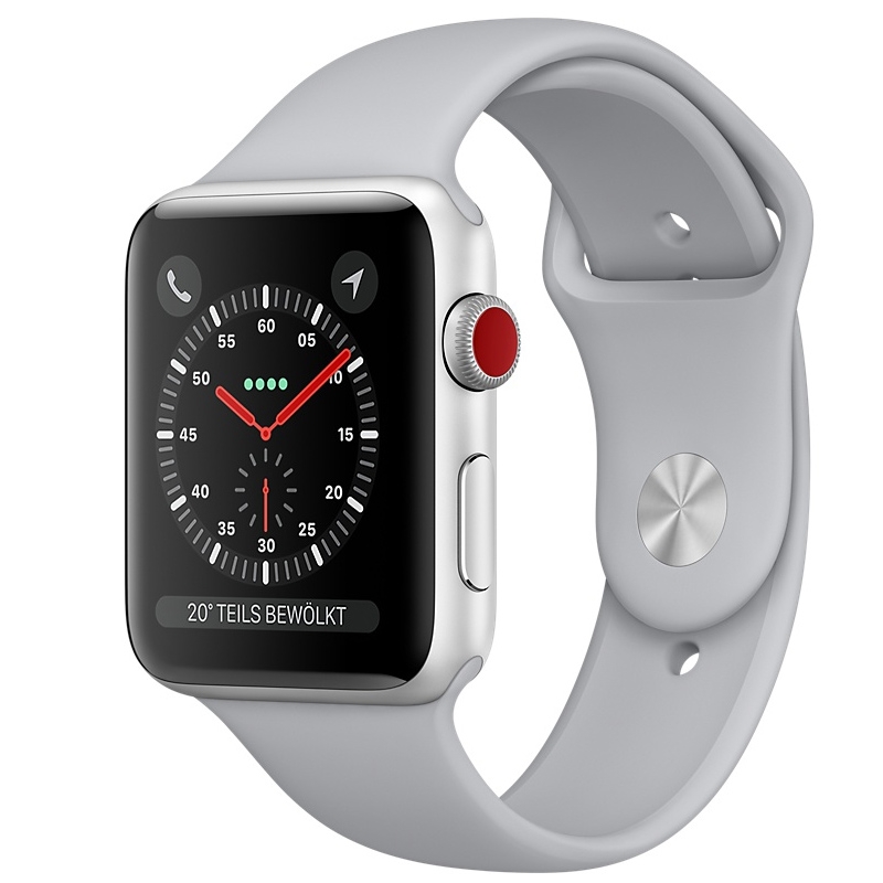 Apple Watch Series 3 GPS + LTE 42mm Silber Alu Sport Band Nebel