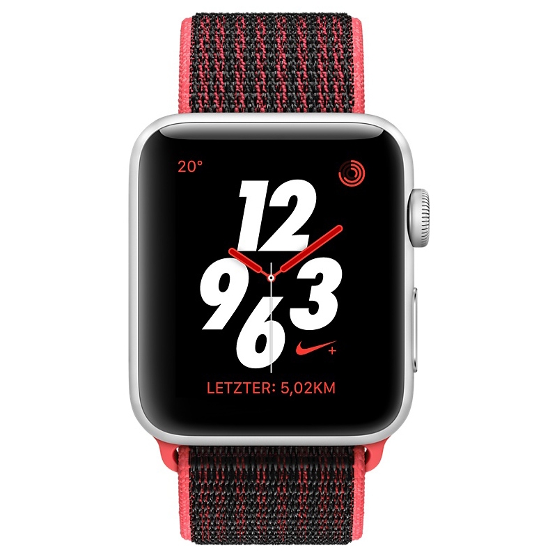 Apple Watch Nike+ GPS + LTE 38mm Silber Alu Nike Sport Loop Bright Crimson/Schwarz