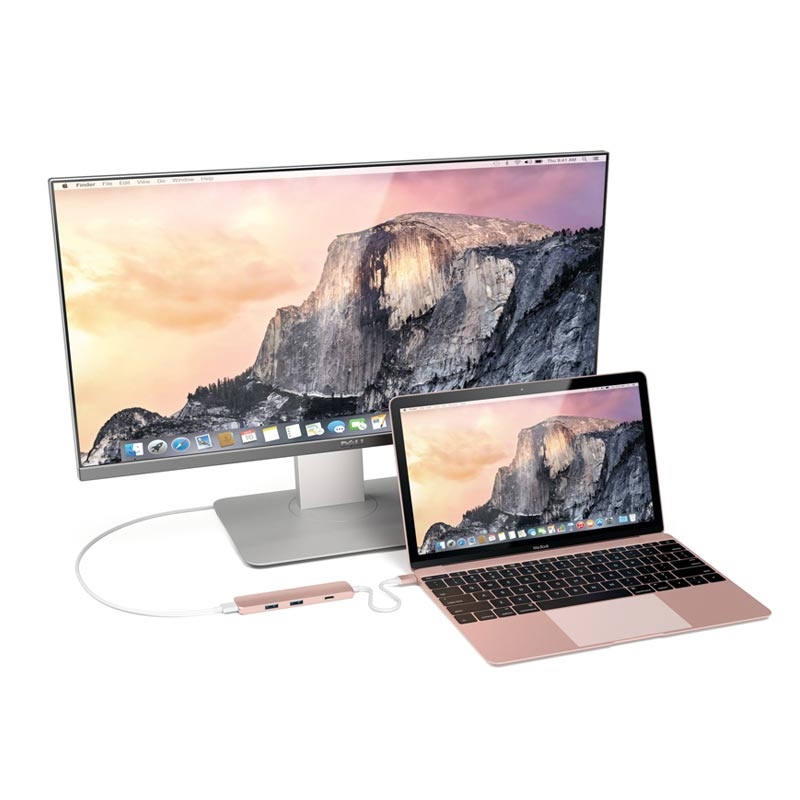 Satechi Type-C USB Passthrough HDMI Hub Rosegold