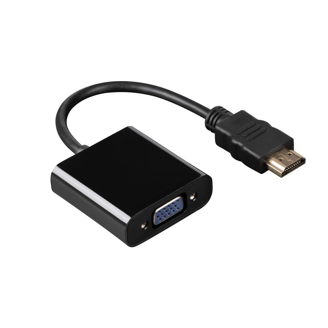 Hama HDMI auf VGA Konverter/Adapter, ideal für ältere Beamer und Monitore mit VGA-Eingang, Full HD, inkl. Audio-Übertragung (Line Out), vergoldete Stecker, schwarz