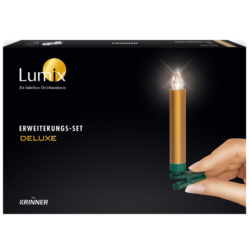 Krinner Lumix Deluxe Erweiterungs 5er-Set Gold Funk-LED-Christbaumbeleuchtung