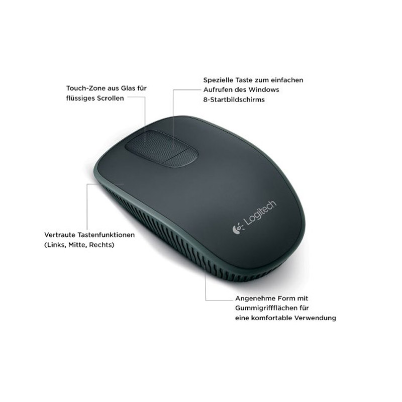Logitech T400 Zone Touch Maus USB schwarz