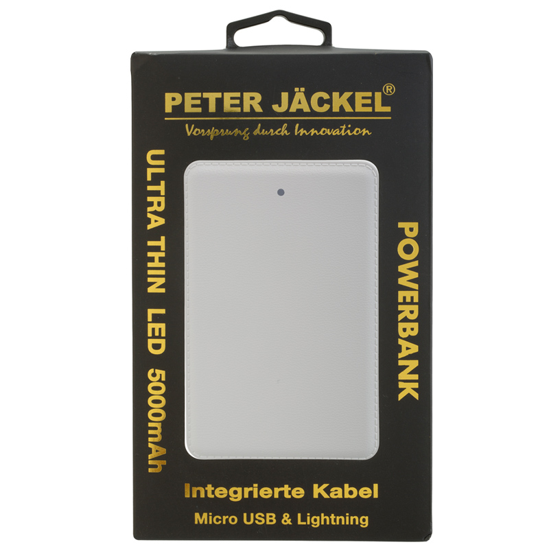Peter Jäckel Powerbank ULTRA THIN LED 5000mAh Weiß