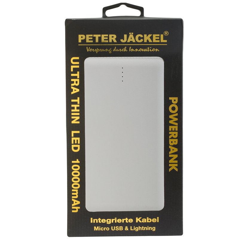 Peter Jäckel Powerbank ULTRA THIN LED 10000mAh Weiß