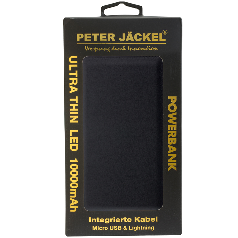 Peter Jäckel Powerbank ULTRA THIN LED 10000mAh Schwarz