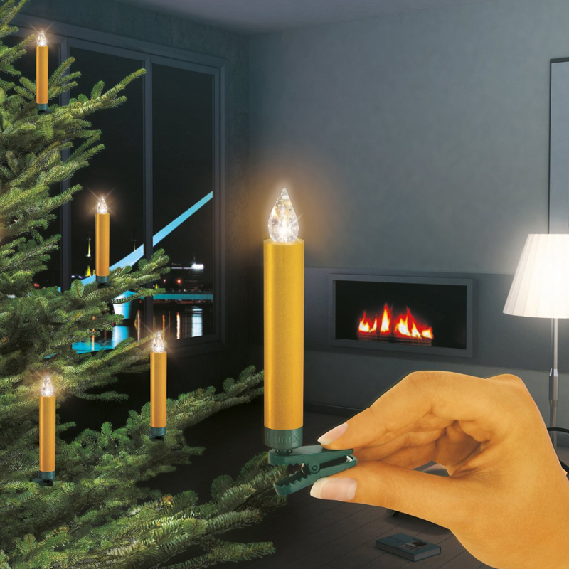 Krinner Lumix Deluxe Mini Erweiterungs 7er-Set Gold LED-Christbaumbeleuchtung