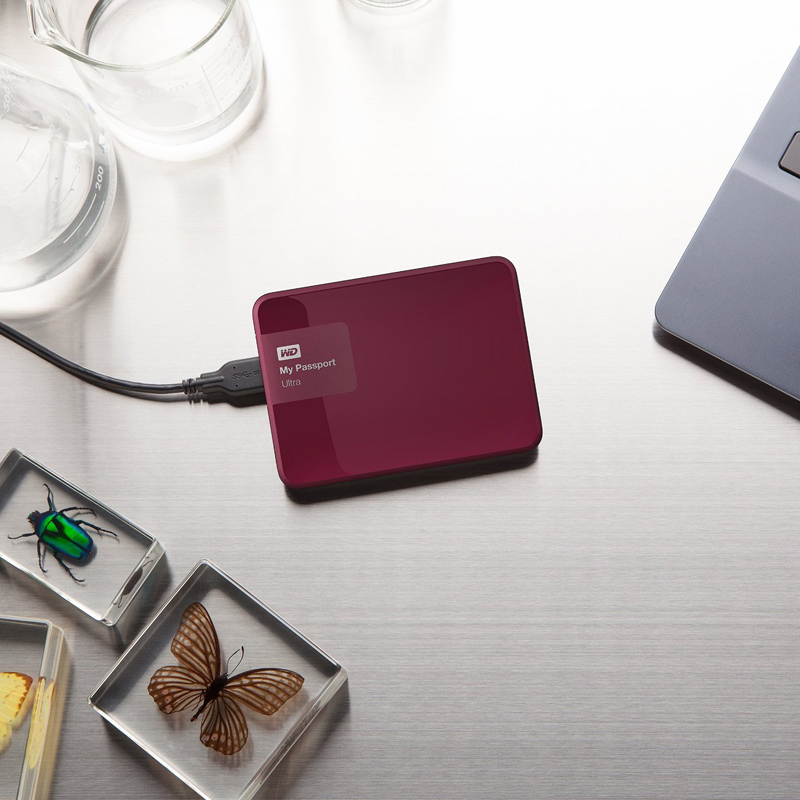 Western Digital My Passport Ultra 1TB USB 3.0 externe Festplatte wildkirsche