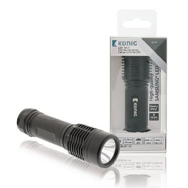König LED-Taschenlampe 280 lm Schwarz