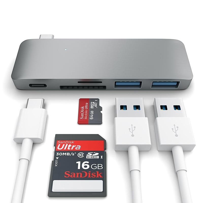 Satechi Type-C USB Passthrough Hub Space Gray