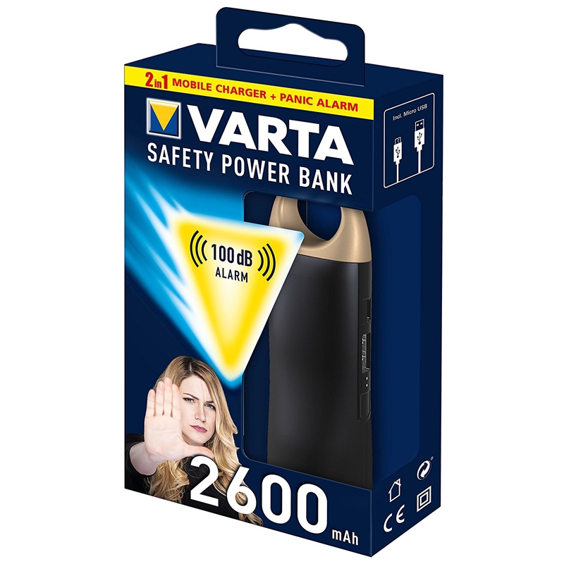 Varta Safety Powerbank 2600 mAh Powerbank mit Schlüsselalarm