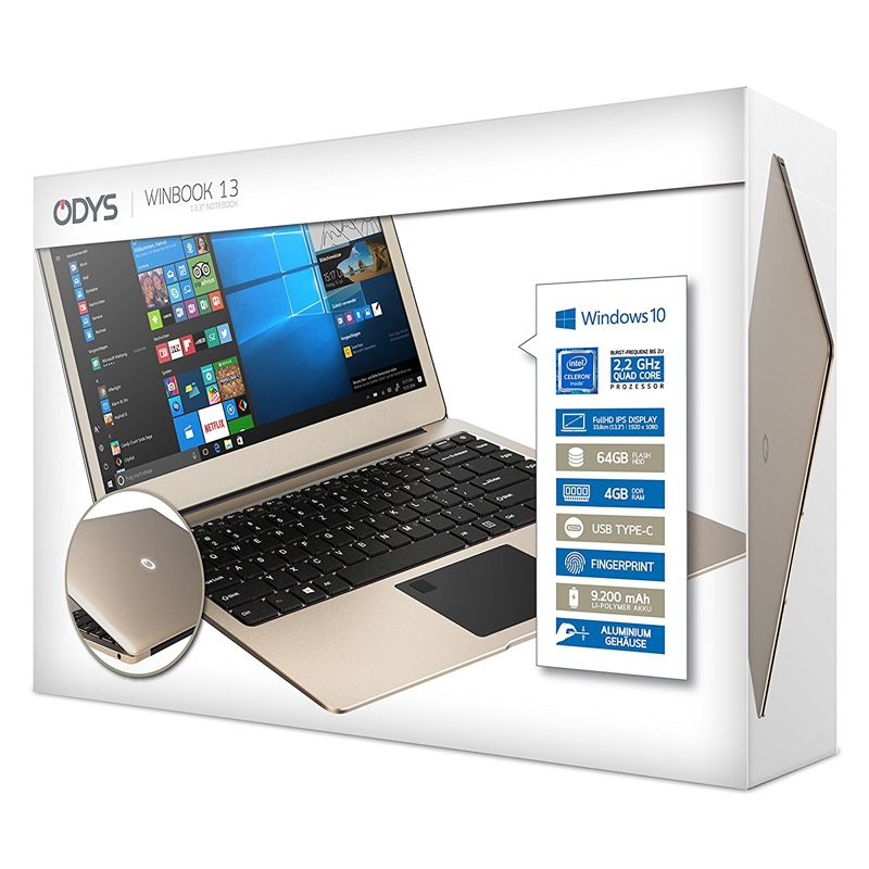 Odys Winbook 13 33,8 cm (13,3 Zoll) Notebook champagne