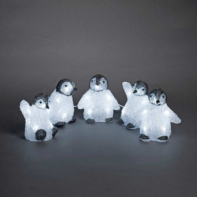 Konstsmide 6266-203 LED Acryl Babypinguine, 5er-Set, 40 kalt weiße Dioden