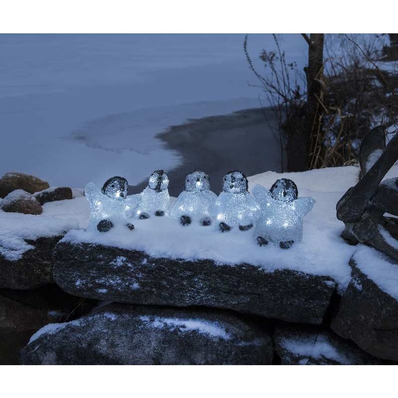 Konstsmide 6266-203 LED Acryl Babypinguine, 5er-Set, 40 kalt weiße Dioden