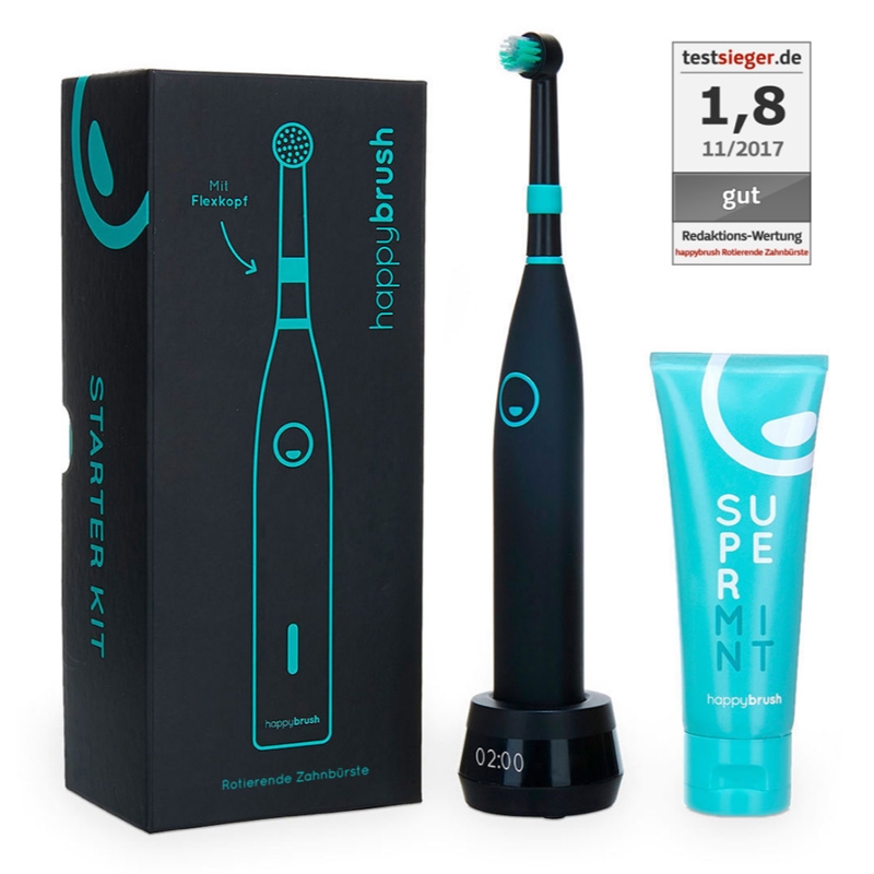 happybrush Rotierende Zahnbürste Starter Kit schwarz