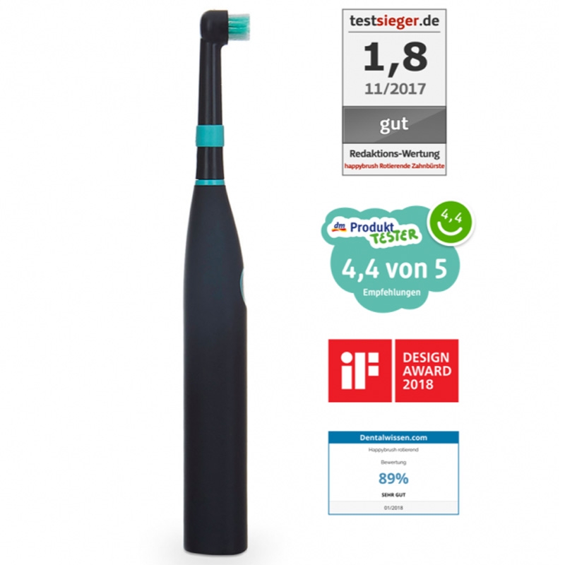 happybrush Rotierende Zahnbürste Starter Kit schwarz