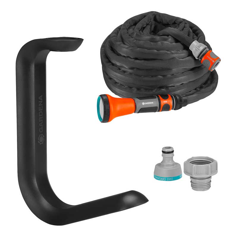 GARDENA 18595-20 Textilschlauch Liano 15 m Set + Schlauchhalter TapFix