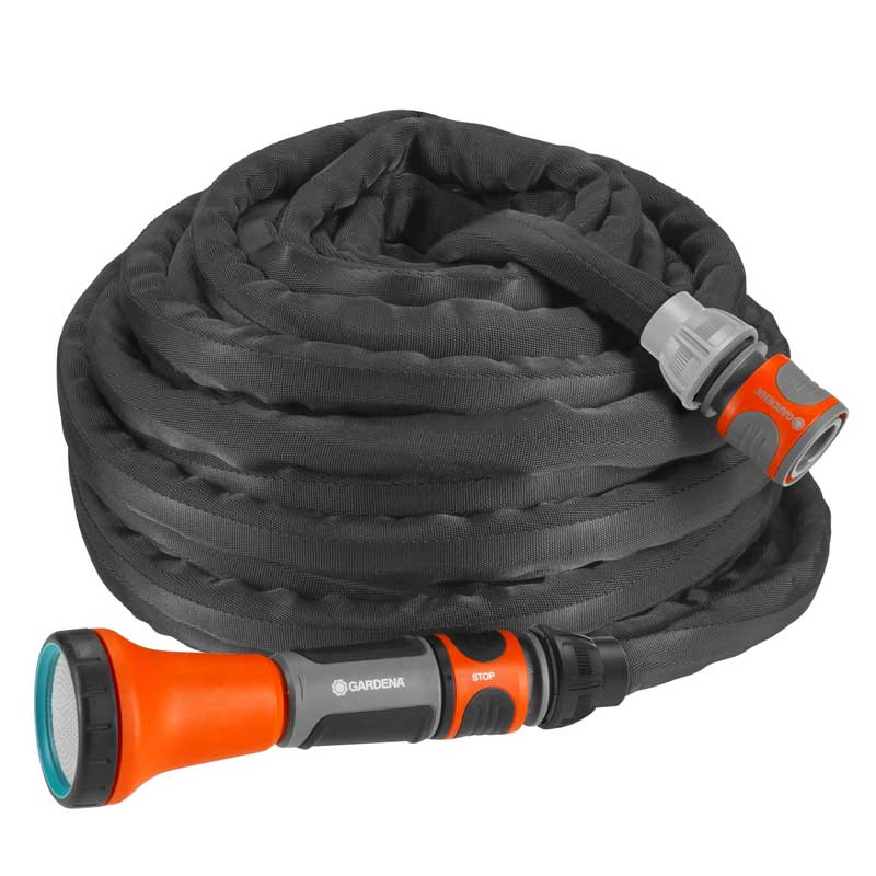GARDENA 18595-20 Textilschlauch Liano 15 m Set + Schlauchhalter TapFix