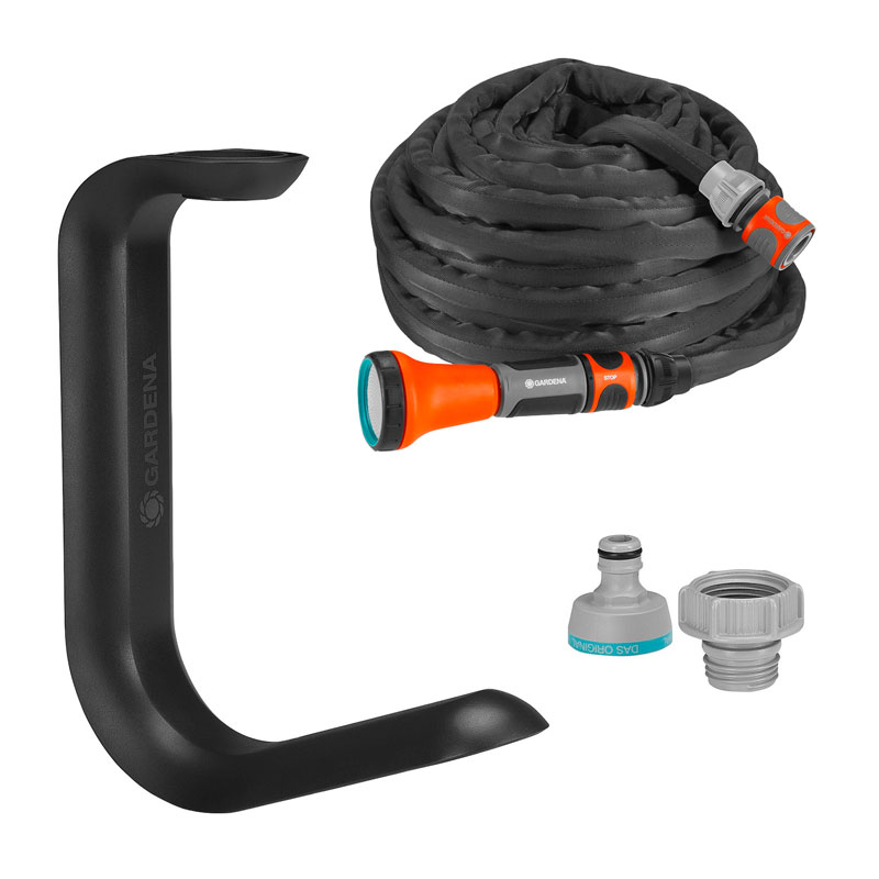 GARDENA 18596-20 Textilschlauch Liano 10 m Set + Schlauchhalter TapFix - Aktion