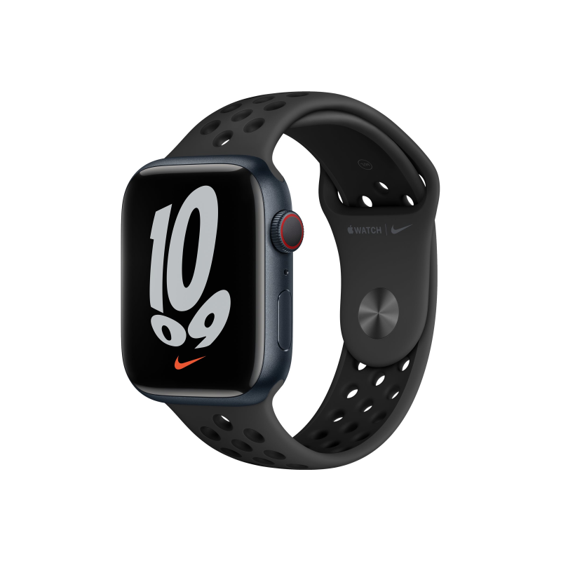 Apple Watch Series 7 Nike Edition GPS + Cellular 45mm Aluminiumgehäuse mitternacht Sportarmband anthrazit