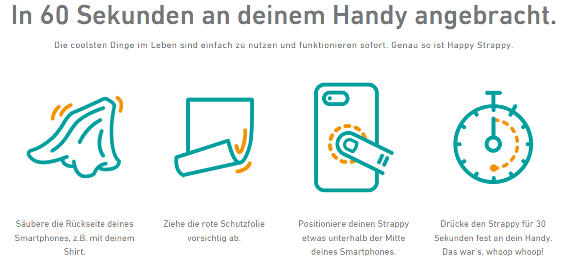 Happy Strappy Smartphone Fingerhalter schwarz