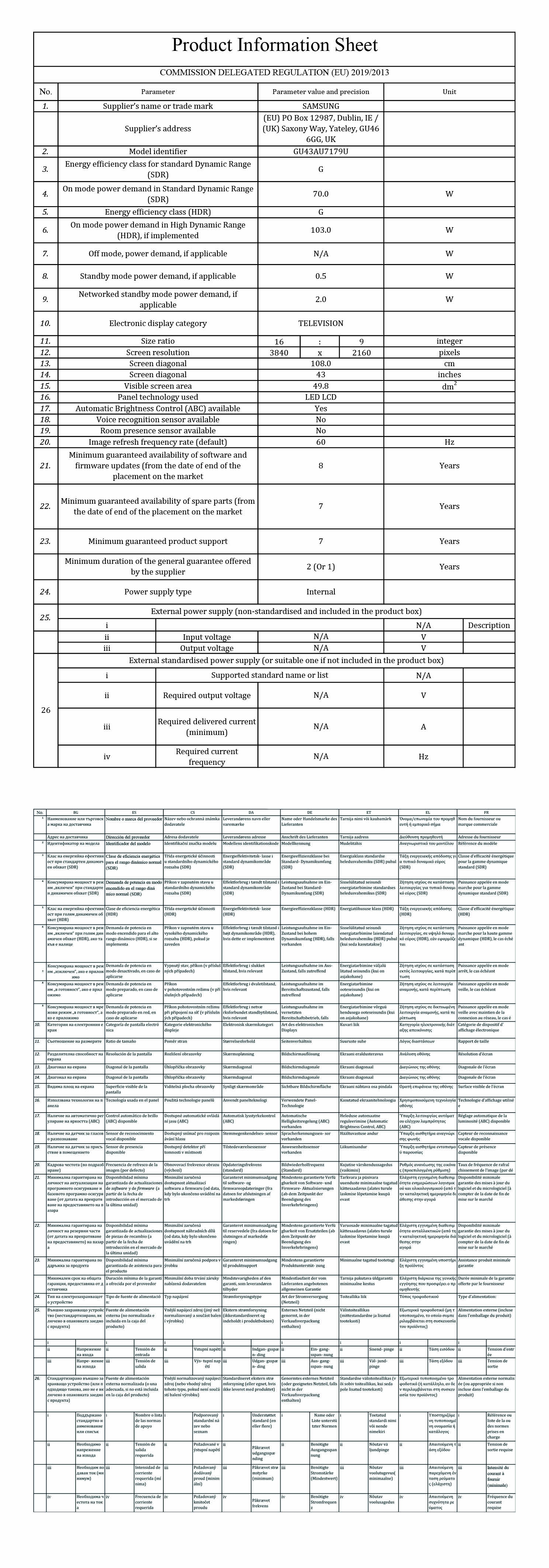 Samsung GU43AU7179UXZG 109cm (43 Zoll) 4K-LED-TV