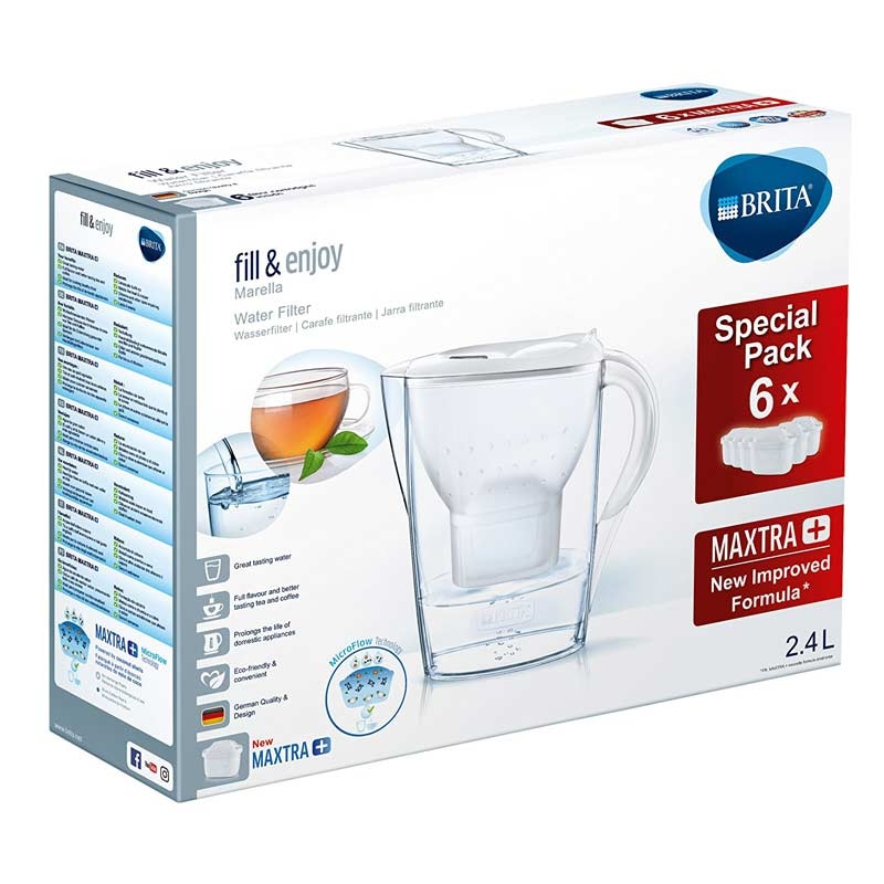 Brita Marella Wasserfilter Halbjahrespaket inkl. 6 Maxtra+ Filterkartuschen weiß Ausstellungsgerät