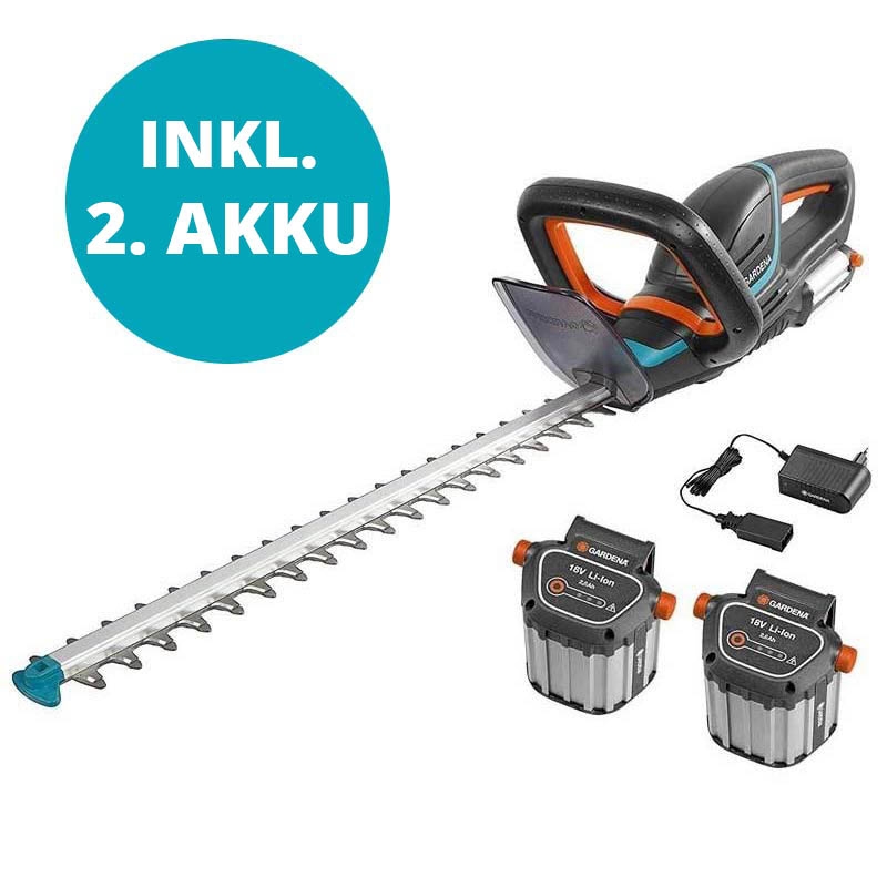 GARDENA 09838-20 Akku-Heckenschere Set ComfortCut Li-18/60 inkl 2 Akkus und Ladegerät