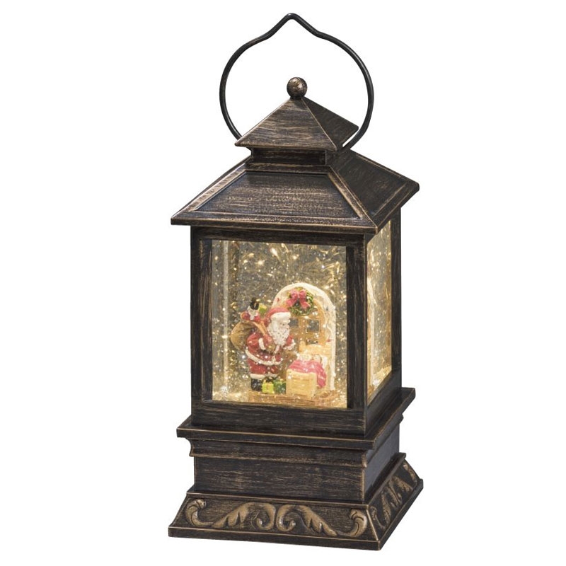 Konstsmide 2800-000 LED Schneelaterne mit Weihnachtsmann und Kindern