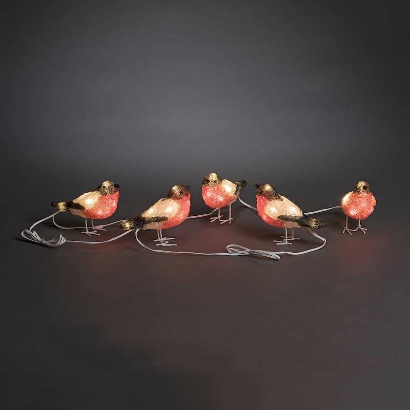 Konstsmide 6269-203 LED Acryl Rotkehlchen, 5er-Set, 40 kalt weiße Dioden