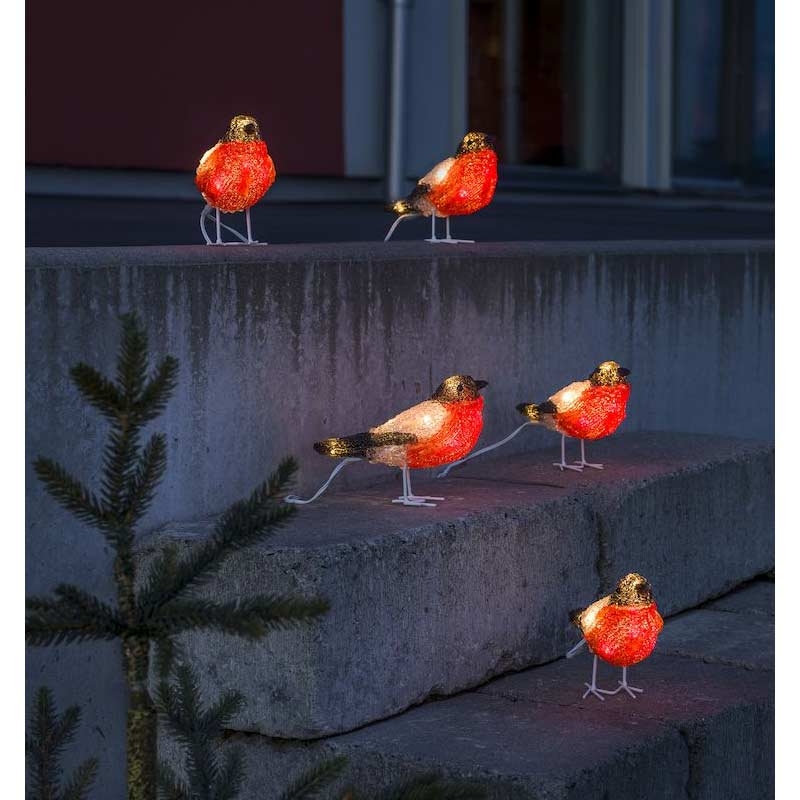 Konstsmide 6269-203 LED Acryl Rotkehlchen, 5er-Set, 40 kalt weiße Dioden