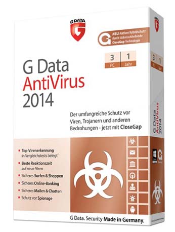 GData AntiVirus 2014 3 User 1 Jahr Box